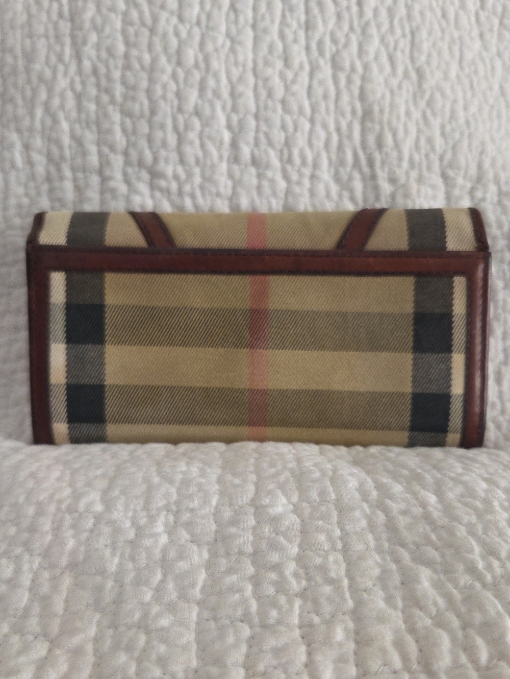 Burberry Beige Plaid Continental Wallet with Brown Leather Trim - Picture 2 of 16
